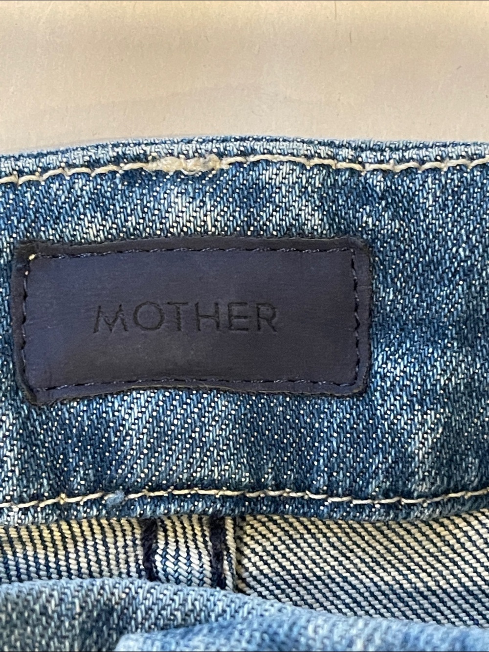 MOTHER Distressed Blue Denim Jean Shorts | Size 27 Rainbow Learning to Hula Wash - Picture 5 of 13